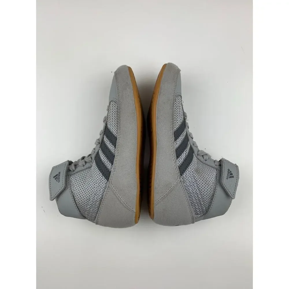 Adidas Youth HVC 2 Wrestling Shoes Grey Lace Up Strap AC7503 Boys Kids 13